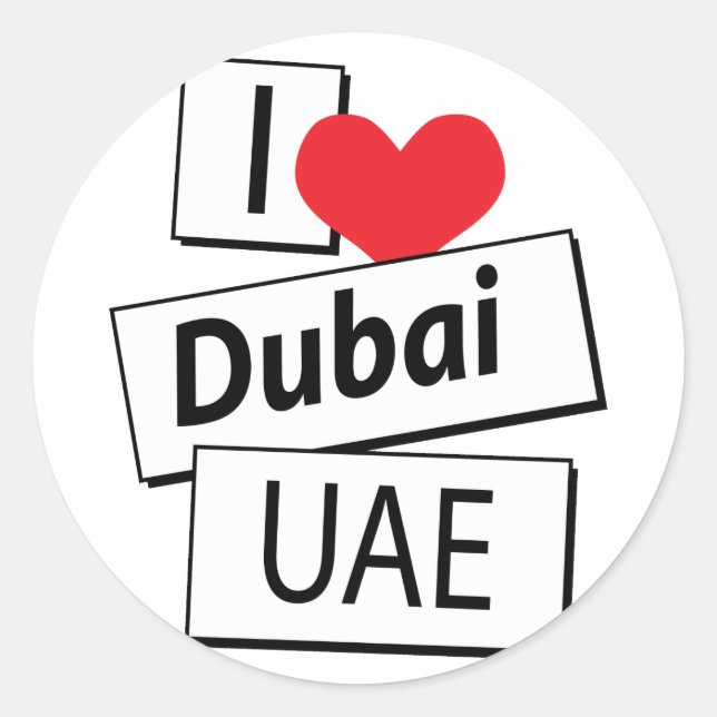 I Love Dubai UAE Classic Round Sticker (Front)