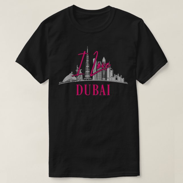 I Love Dubai United Arab Emirates UAE City Skyline T-Shirt (Design Front)