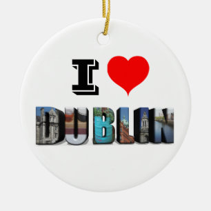 I Love Dublin Ireland 3D Travel Photo Ceramic Tree Decoration
