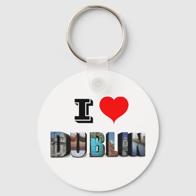 I Love Dublin Ireland 3D Travel Photo Key Ring (Front)