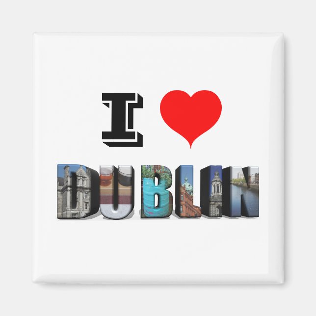 I Love Dublin Ireland 3D Travel Photo Magnet (Front)