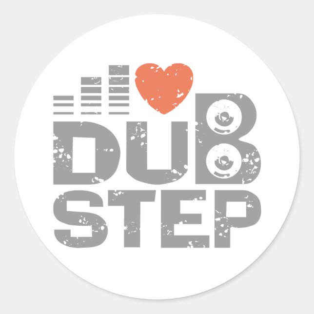 I Love Dubstep Classic Round Sticker (Front)