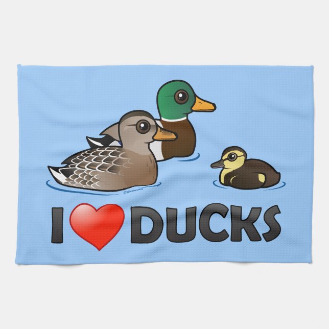 I Love Ducks Tea Towel (Horizontal)