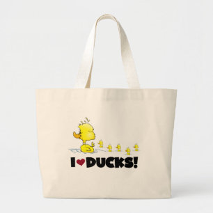 I Love Ducks Tshirts and Gifts Large Tote Bag