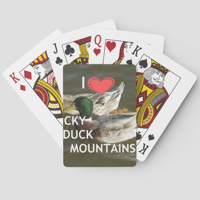 I Love Ducky Duck Mountains Design Playing Cards (Back)
