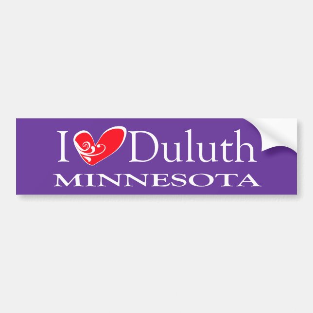 I Love Duluth Minnesota Bumper Sticker (Front)