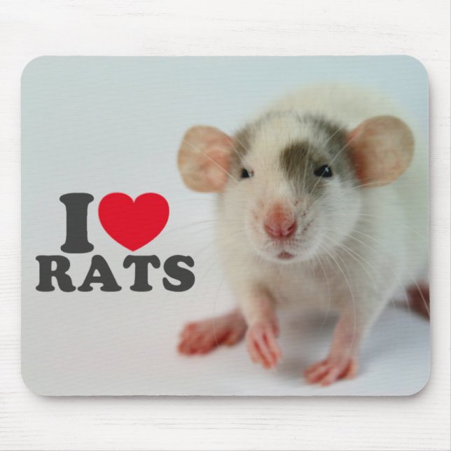 I Love (dumbo) Rats Mouse Mat (Front)