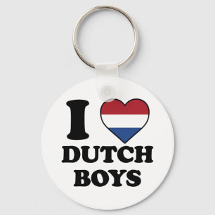 I Love Dutch Boys Netherlands Flag Heart Key Ring