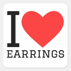 I love earrings square sticker