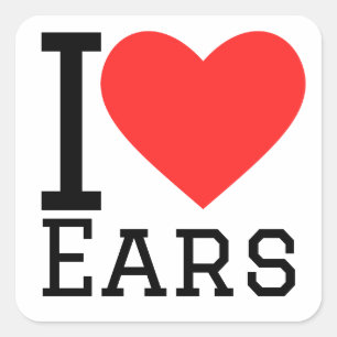 I love ears square sticker