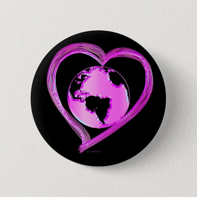 I LOVE EARTH (Pink) Series 6 Cm Round Badge (Front)