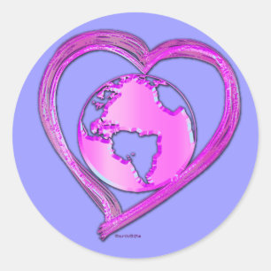 I LOVE EARTH (Pink) Series Classic Round Sticker