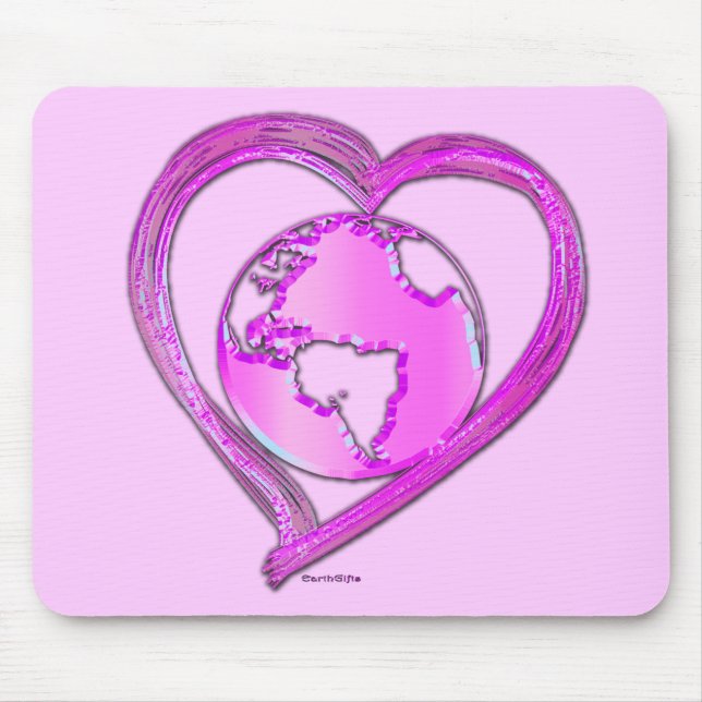 I LOVE EARTH (Pink) Series Mouse Mat (Front)