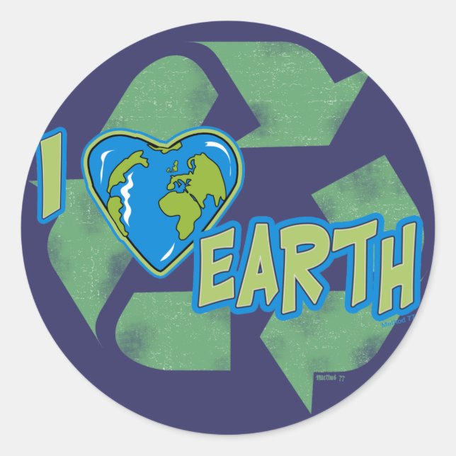 I Love Earth Recycle Sticker (Front)