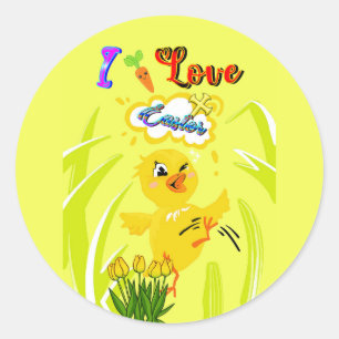 I Love Easter Classic Round Sticker