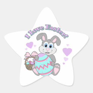 I Love Easter! Easter Bunny Star Sticker