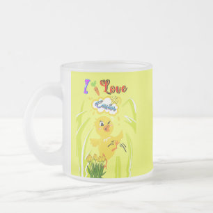 I Love Easter Frosted Glass Coffee Mug