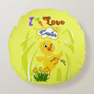 I Love Easter Round Cushion