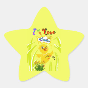 I Love Easter Star Sticker
