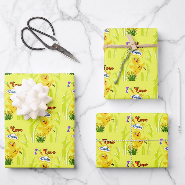 I Love Easter Wrapping Paper Sheet (Front)