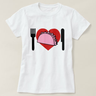 I Love Eating Pink Tacos Knife Fork T-Shirt