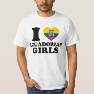 I Love Ecuadorian Girls Ecuador Flag Heart Design T-Shirt