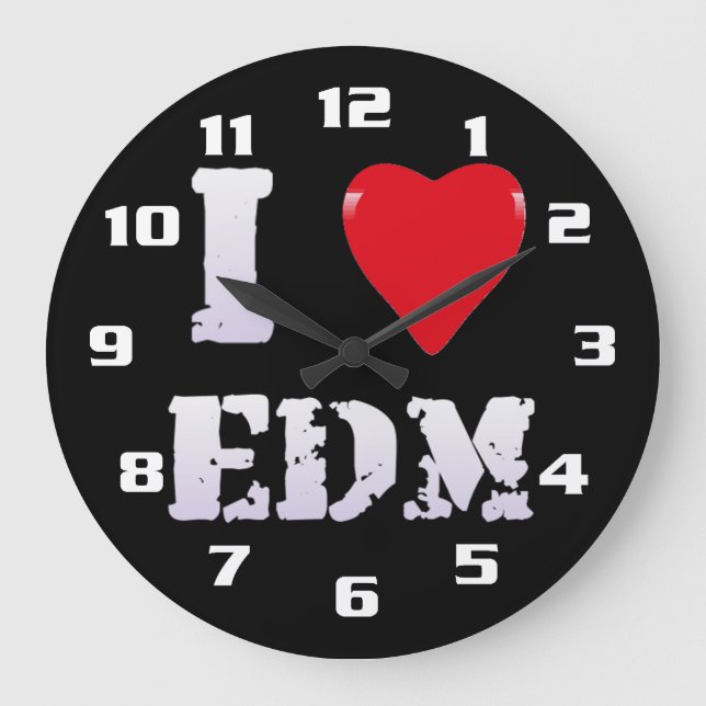 I LOVE EDM I HEART EDM COOL LARGE CLOCK (Front)