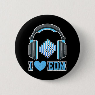 I Love EDM parties and festivals DJ Headphones 6 Cm Round Badge