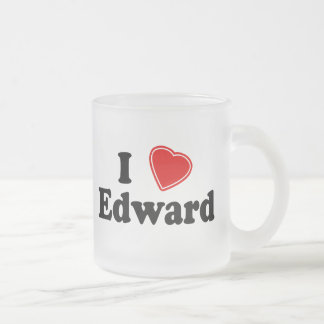 I Love Edward Frosted Glass Coffee Mug