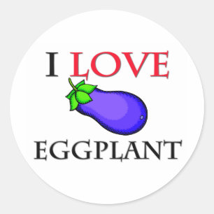 I Love Eggplant Classic Round Sticker
