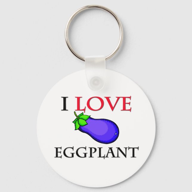 I Love Eggplant Key Ring (Front)