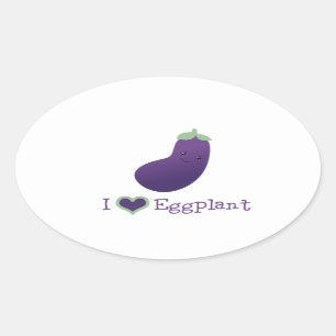I love Eggplant Oval Sticker
