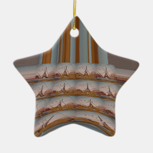 I Love Eiffel Tower Paris With Love blue sky colo Ceramic Tree Decoration