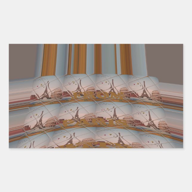 I Love Eiffel Tower  Paris With Love blue sky colo Rectangular Sticker (Front)