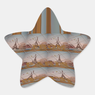 I Love Eiffel Tower  Paris With Love blue sky colo Star Sticker