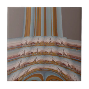 I Love Eiffel Tower Paris With Love blue sky colo Tile