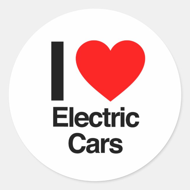 i love electric cars classic round sticker (Front)