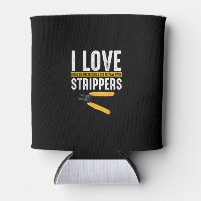 I Love Electrician Electricity Funny Can Cooler (Front)