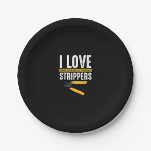 I Love Electrician Electricity Funny Paper Plate
