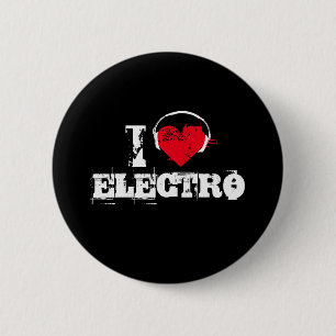 I love electro 6 cm round badge