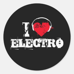 I love electro classic round sticker