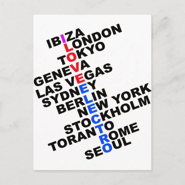 I Love Electro Postcard (Front)