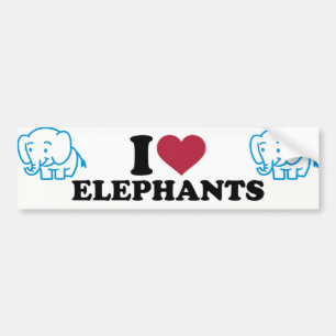 I Love Elephants Bumper Sticker