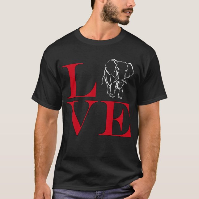 I Love Elephants - Dark Coloured Tee (Front)
