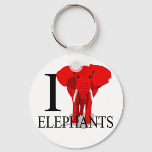 I Love Elephants Keychains
