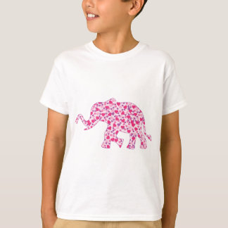 I love Elephants Pink Hearts T-Shirt