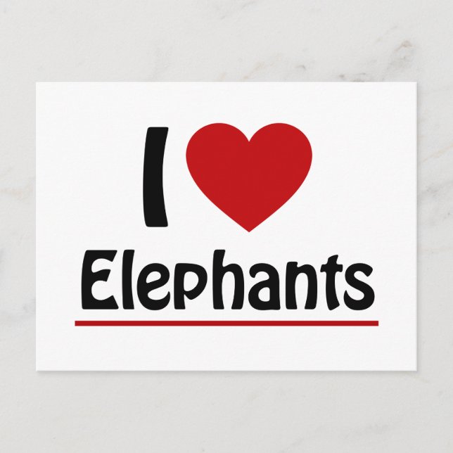 I love Elephants Postcard (Front)