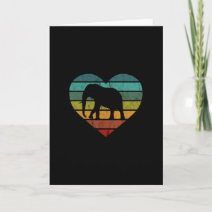 I Love Elephants Retro Heart Card