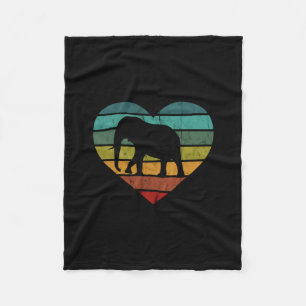 I Love Elephants Retro Heart Fleece Blanket