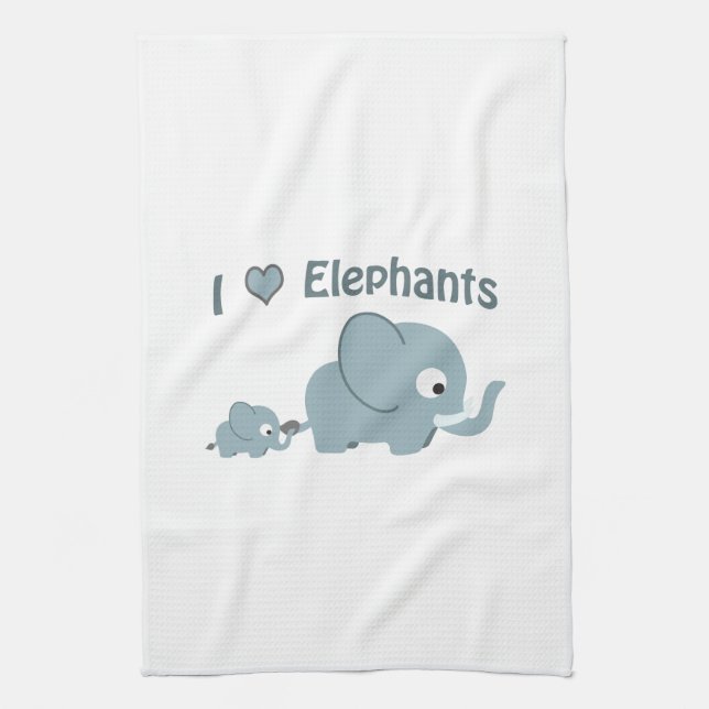 I love elephants. tea towel (Vertical)